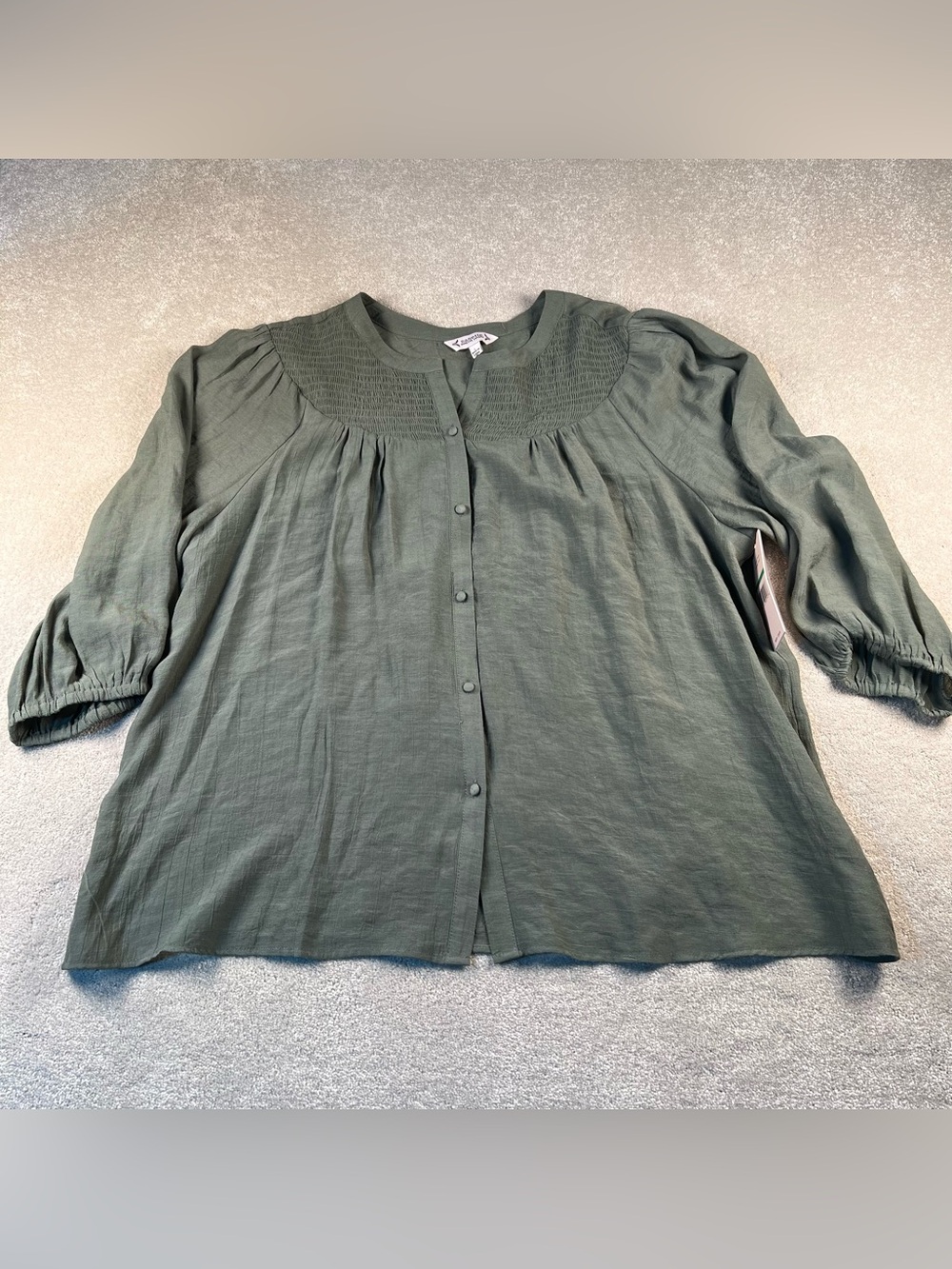 Nanette Lepore Shirt Peasant NWT Button Front Prairie Sage Women's Large